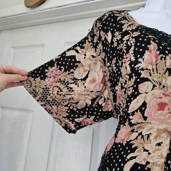 Retro Cottage core whimsigoth vintage floral polka dot a-line dress - Picture 4 of 5